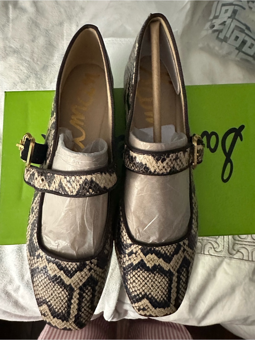 Sam Edelman  Michaela Snake-Print Mary Jane Loafers in Beige and Black